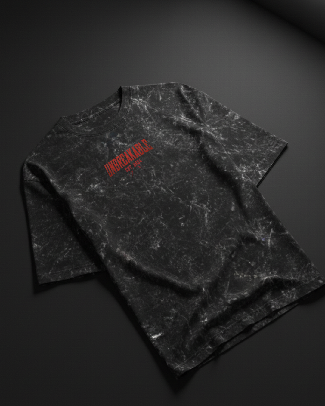 Unisex: UNBREAKABLE print , ACID WASH TEE